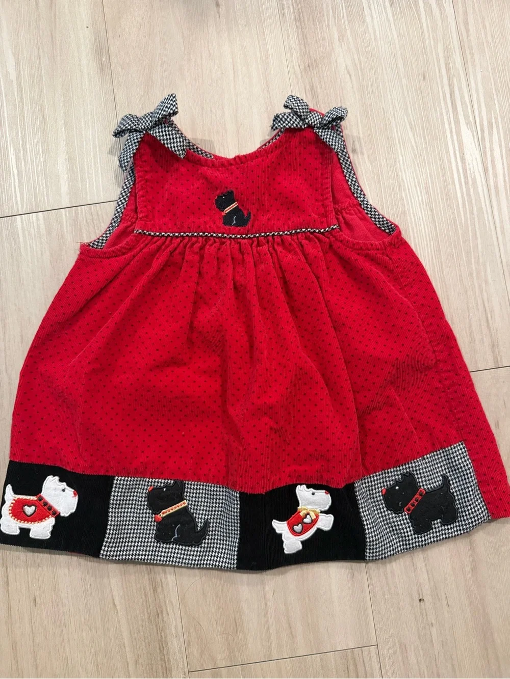 Vintage Red Scottish Dog Appliqué Toddler Dress